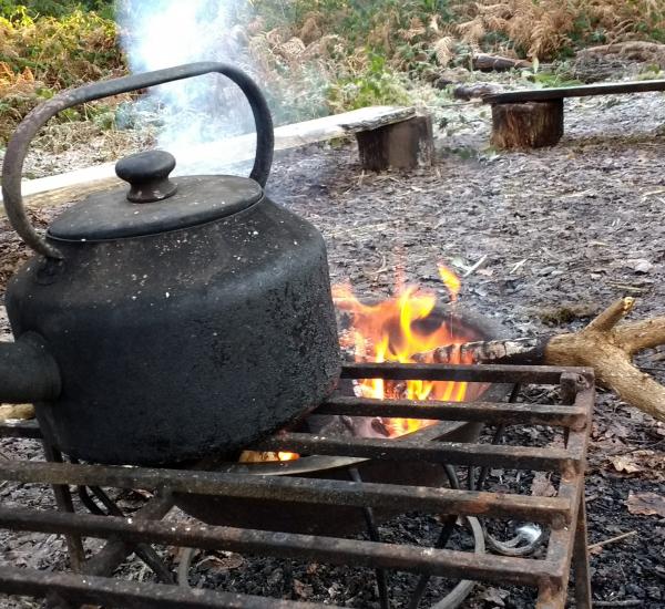 The outdoor kettle is on