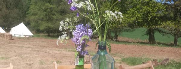 flowers and a bell tent