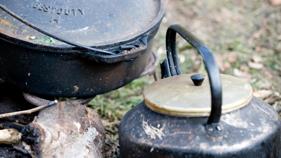 kettle next to the fire