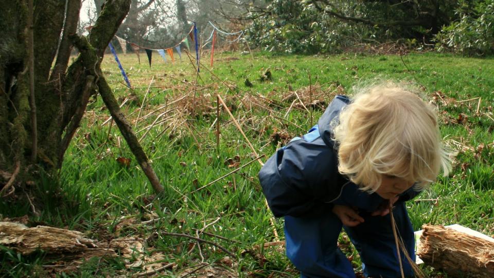 child exploring